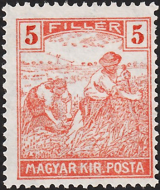 Венгрия 1920 год . Жнец  . 5 ф.  